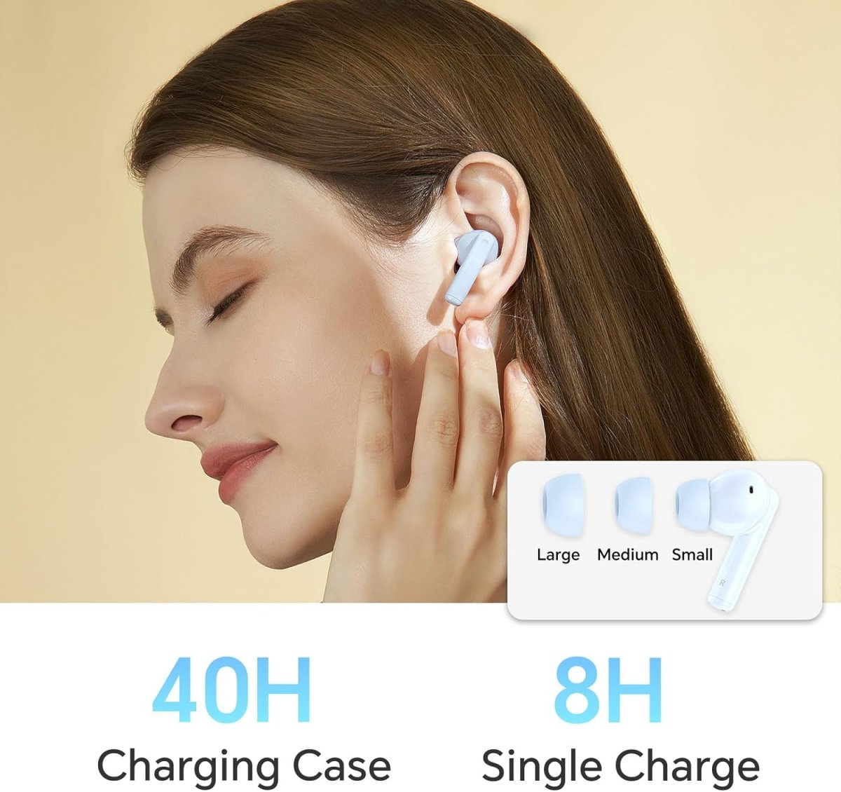 HONOR CHOICE X7i Hybrid Active Noise Cancelling Earbuds with 45dB,Waterproof Wireless Bluetooth Ear Buds,in - Ear Earphones with AI Clear Call Mics,40H Playtime,Bass Stereo for iPhone,Android,Pad - White