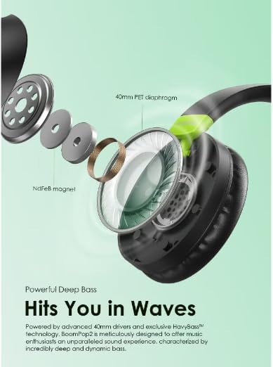 Oraimo BoomPop2S Noise Cancelling Wireless Over - Ear Headphones,50H Long Playtime, Powerful Deep Bass, Customize via an App, Dual Device Connection,Ideal for Travel