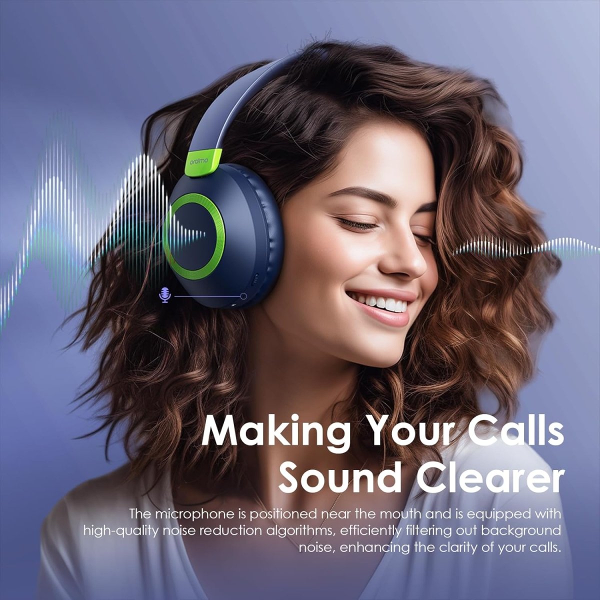 Oraimo BoomPop2S Noise Cancelling Wireless Over - Ear Headphones,50H Long Playtime, Powerful Deep Bass, Customize via an App, Dual Device Connection,Ideal for Travel