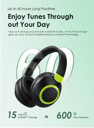 Oraimo BoomPop2S Noise Cancelling Wireless Over - Ear Headphones,50H Long Playtime, Powerful Deep Bass, Customize via an App, Dual Device Connection,Ideal for Travel