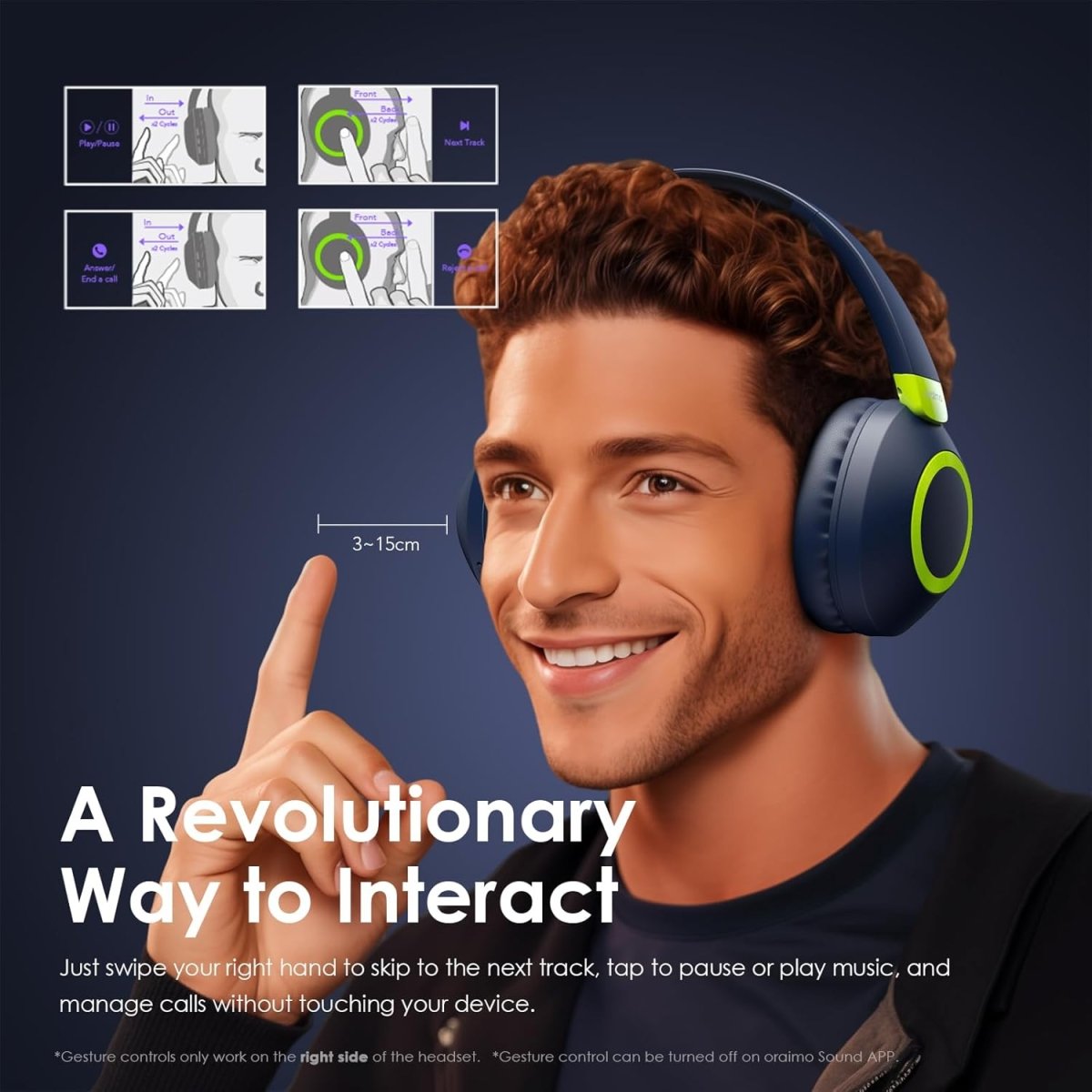 Oraimo BoomPop2S Noise Cancelling Wireless Over - Ear Headphones,50H Long Playtime, Powerful Deep Bass, Customize via an App, Dual Device Connection,Ideal for Travel