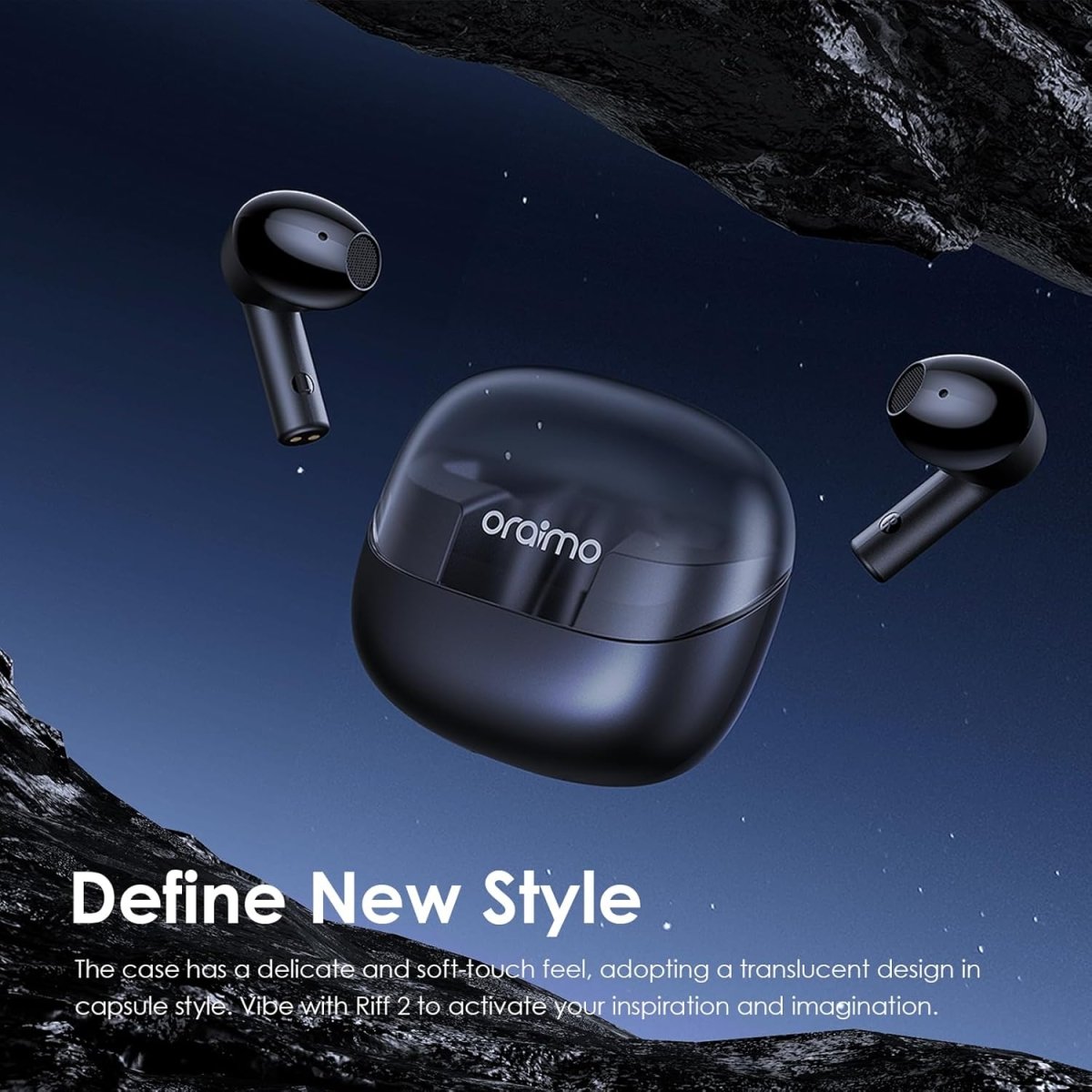 Oraimo Riff 2 TWS Earbuds with ENC Quad Mic,30Hr Playtime,Custom EQ Modes,IPX4,BT 5.3 Bluetooth Headset