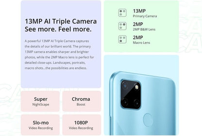 Realme C21Y (64GB, 4GB) 6.5" HD+, All Day Battery, Instant Finger Print, Dual SIM GSM, 4G LTE