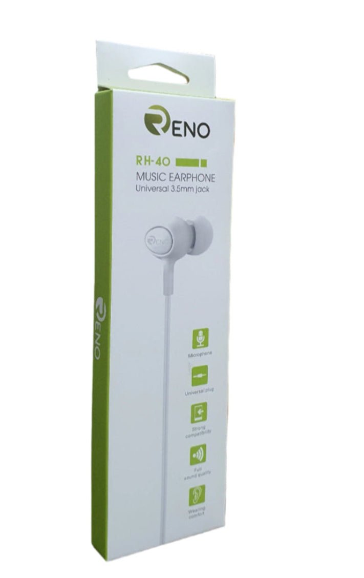 Reno RH - 40 Wired Music Earphone 3.5mm Jack - White