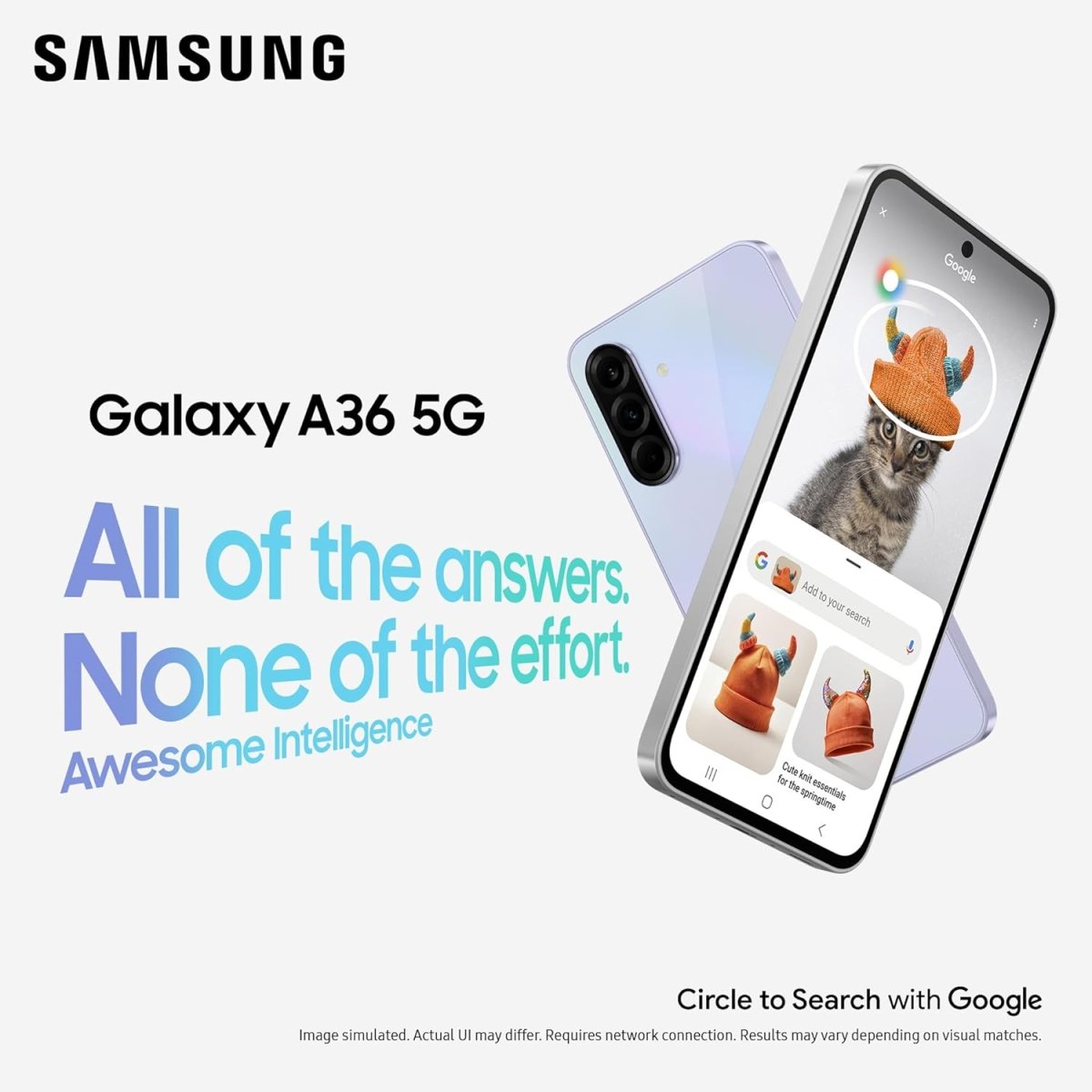 Samsung Galaxy A36 5G Smartphone, Awesome Intelligence, 8GB RAM, 128GB Storage, 50MP Camera, Awesome AI, 1 Year Manufacturer Extended Warranty