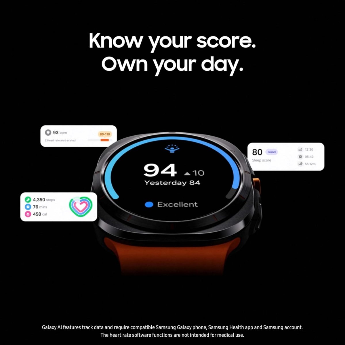 Samsung Galaxy Watch Ultra 47mm LTE AI Smartwatch w/Energy Score, Wellness Tips, Heart Rate Tracking, Sleep Monitor, Fitness Tracker, GPS, 2024,Titanium Silver