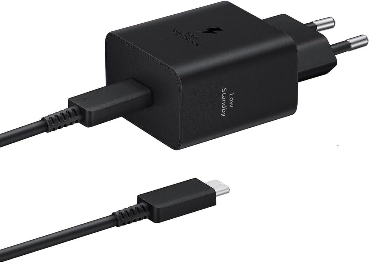 Samsung Original 45W PD Power Adapter With Compact Design/USB - C Port/USB Type - C to C Cable (5A/1.8m) Super Fast Charging - (Black)
