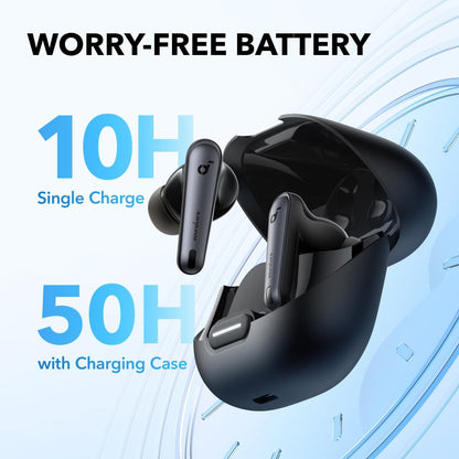 soundcore by Anker Liberty 4 NC Wireless Noise Cancelling Earbuds, 98.5% Noise Reduction, Adaptive Noise Cancelling to Ears and Environment, Hi - Res Sound, 50H Battery, Wireless Charging, Bluetooth 5.3