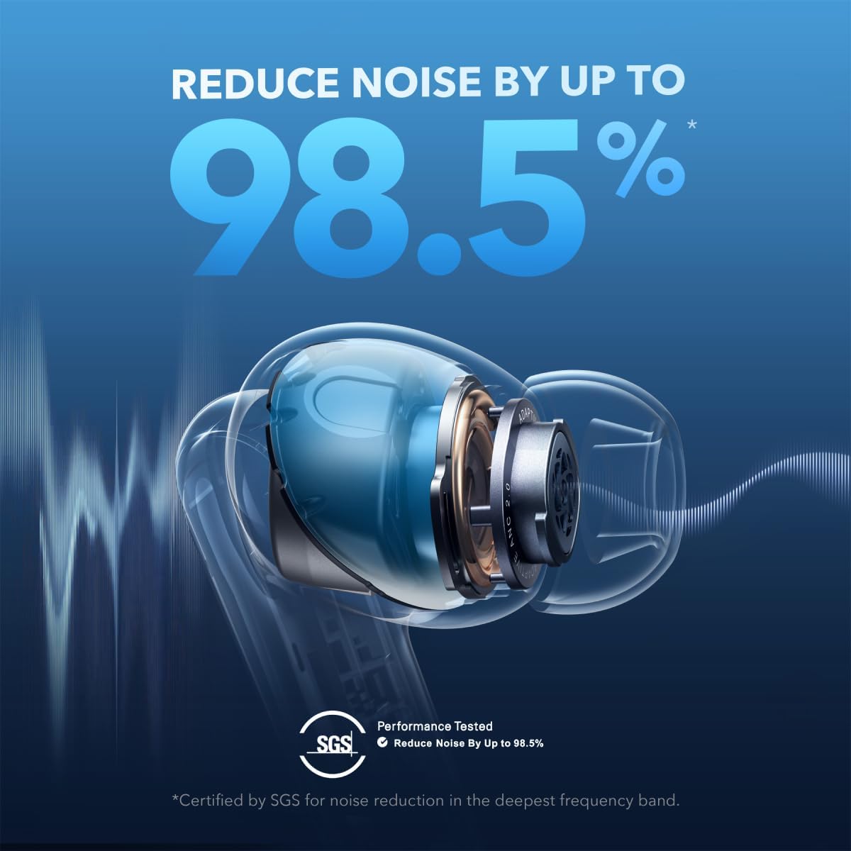 soundcore by Anker Liberty 4 NC Wireless Noise Cancelling Earbuds, 98.5% Noise Reduction, Adaptive Noise Cancelling to Ears and Environment, Hi - Res Sound, 50H Battery, Wireless Charging, Bluetooth 5.3