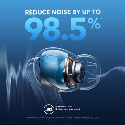 soundcore by Anker Liberty 4 NC Wireless Noise Cancelling Earbuds, 98.5% Noise Reduction, Adaptive Noise Cancelling to Ears and Environment, Hi - Res Sound, 50H Battery, Wireless Charging, Bluetooth 5.3