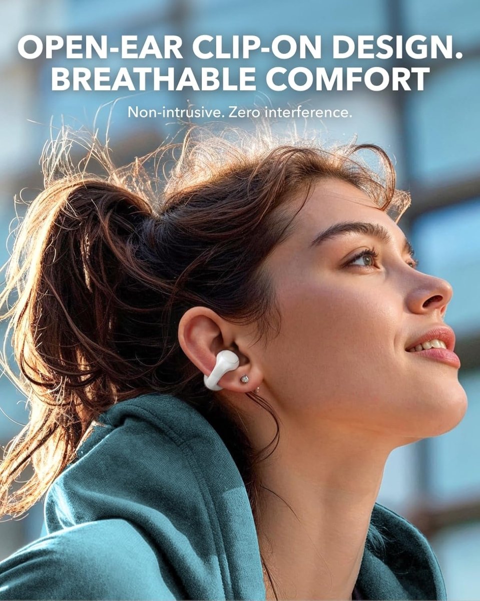 Soundcore C30i by Anker, Open - Ear Earbuds, Clip - On Headphones, Lightweight Comfort, Stable Fit, Firm - Shell Design, Attachable Ear Grips, Big Drivers for Clear Audio, 30H Play, IPX4 Water - Resistant