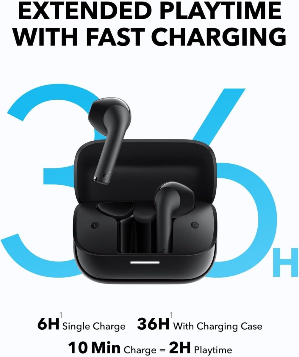 Soundcore K20i by Anker, Semi - in - Ear Earbuds, Bluetooth Wireless, 36H Playtime, Fast Charge, Clear Sound, Comfortable Fit, ENC 2 - Mic Clear Calls, Custom EQ, IPX5, Bluetooth 5.3, App Control.