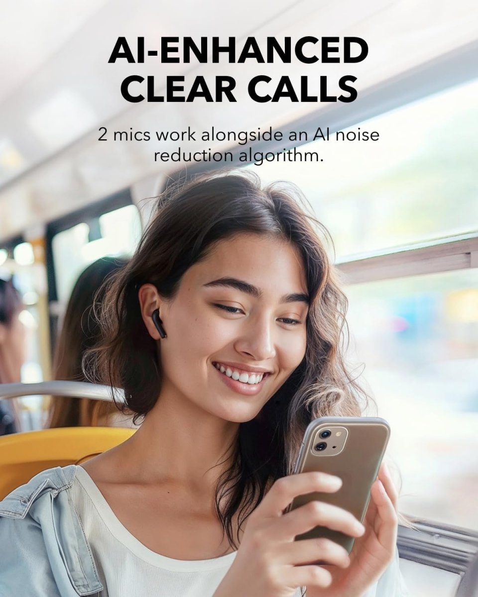 Soundcore K20i by Anker, Semi - in - Ear Earbuds, Bluetooth Wireless, 36H Playtime, Fast Charge, Clear Sound, Comfortable Fit, ENC 2 - Mic Clear Calls, Custom EQ, IPX5, Bluetooth 5.3, App Control.