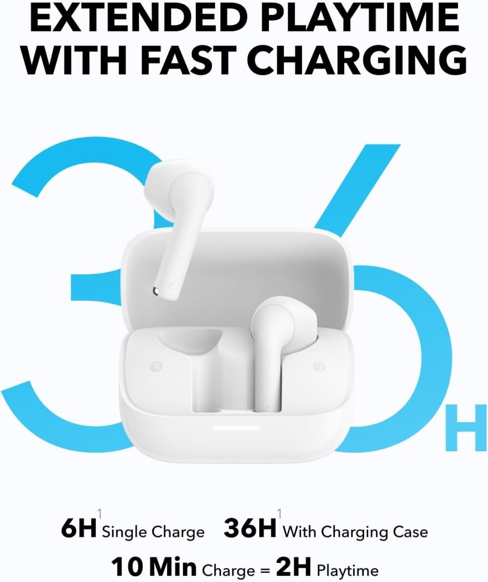 Soundcore K20i by Anker, Semi - in - Ear Earbuds, Bluetooth Wireless, 36H Playtime, Fast Charge, Clear Sound, Comfortable Fit, ENC 2 - Mic Clear Calls, Custom EQ, IPX5, Bluetooth 5.3, App Control.