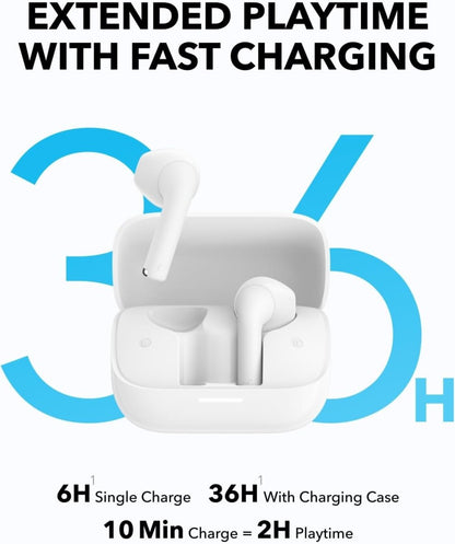 Soundcore K20i by Anker, Semi - in - Ear Earbuds, Bluetooth Wireless, 36H Playtime, Fast Charge, Clear Sound, Comfortable Fit, ENC 2 - Mic Clear Calls, Custom EQ, IPX5, Bluetooth 5.3, App Control.
