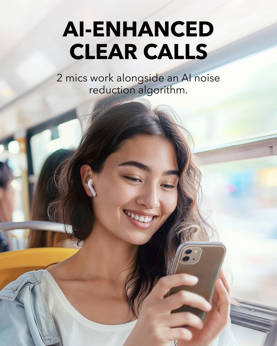 Soundcore K20i by Anker, Semi - in - Ear Earbuds, Bluetooth Wireless, 36H Playtime, Fast Charge, Clear Sound, Comfortable Fit, ENC 2 - Mic Clear Calls, Custom EQ, IPX5, Bluetooth 5.3, App Control.