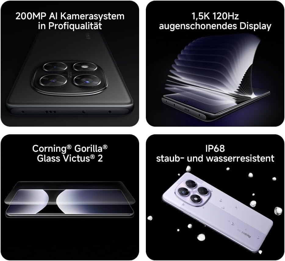 Xiaomi Redmi Note 14 Pro Smartphone, 8 + 256GB, Purple, 200MP Professional AI Camera, 5500mAh Battery, 32MP Selfie Camera, AI Functions | 1 year manufacturer warranty
