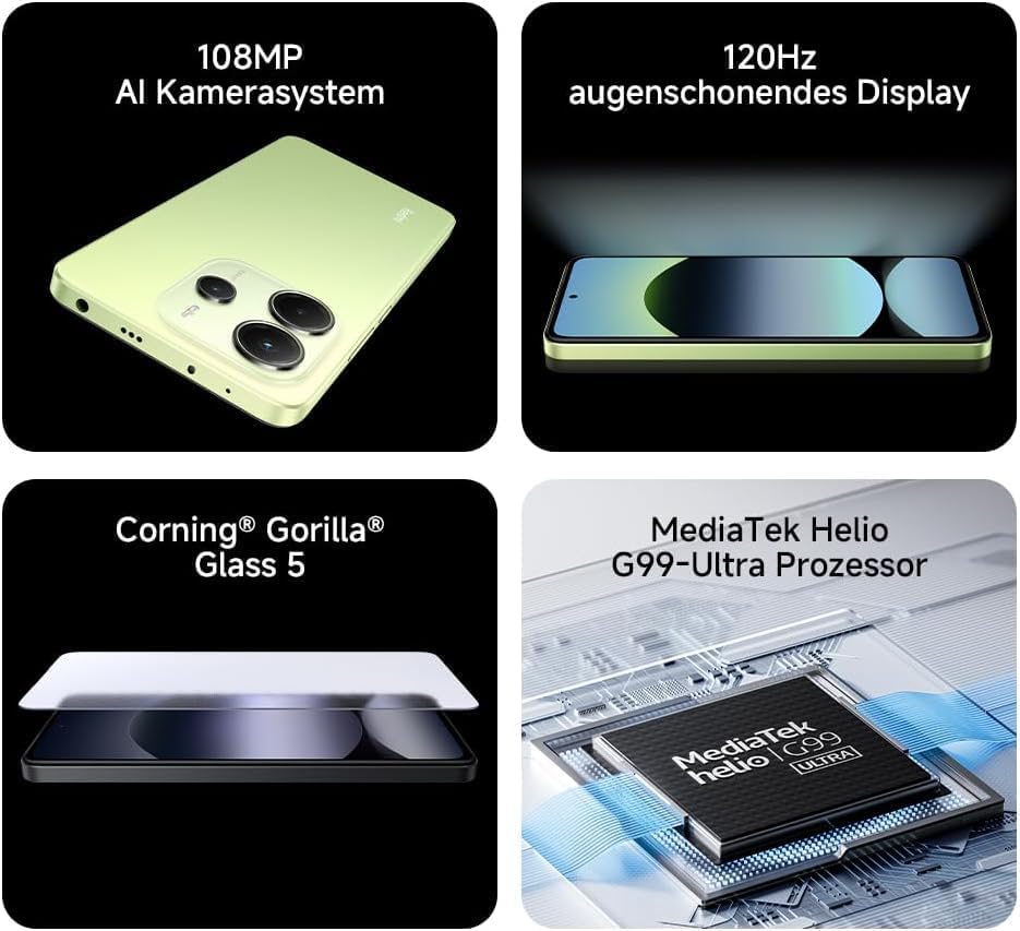 Xiaomi Redmi Note 14 Smartphone, 8 + 256 GB, 108 MP AI Camera System, 5500 mAh Battery, 120 Hz Eye Protection Display, AI Functions | 18 Month manufacturer