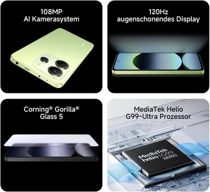 Xiaomi Redmi Note 14 Smartphone, 8 + 256 GB, 108 MP AI Camera System, 5500 mAh Battery, 120 Hz Eye Protection Display, AI Functions | 18 Month manufacturer