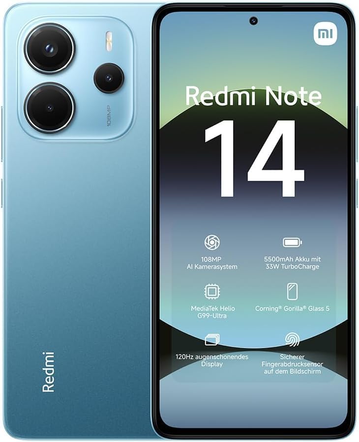 Xiaomi Redmi Note 14 Smartphone, 8 + 256 GB, 108 MP AI Camera System, 5500 mAh Battery, 120 Hz Eye Protection Display, AI Functions | 18 Month manufacturer